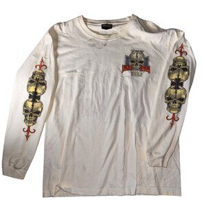 distressed vintage Laughlin nevada River Run 2003 Graphic Skull Long Sleeve Shir